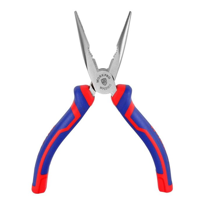 Workpro Alicate punta larga 160mm acero al cromo-vanadio revestimiento ni-fe mangos bimaterial azul y rojo 2 Workpro Alicate punta larga 160mm acero al cromo-vanadio revestimiento ni-fe mangos bimaterial azul y rojo 2