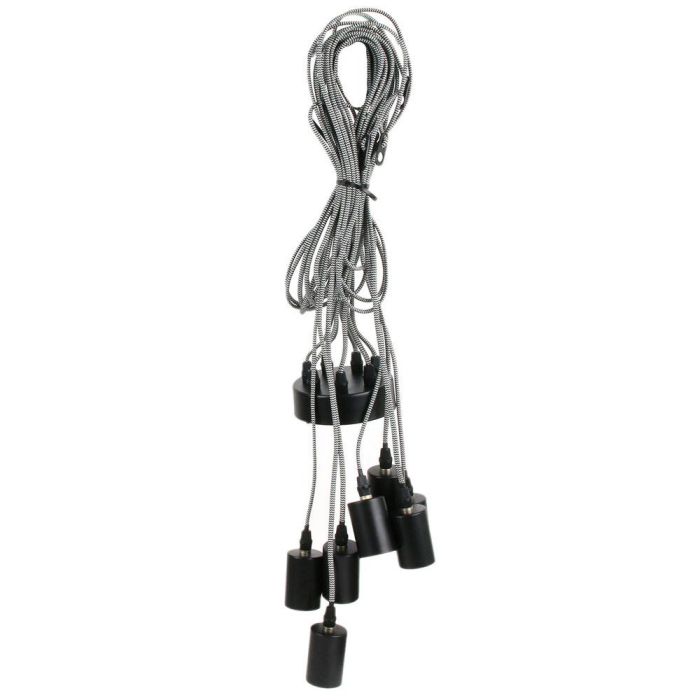 Home Deco Light Lámpara Araña Luminaire 7 Bombillas E27 Casquillo d.10 cm Cable Tejido Moderno 2 Home Deco Light Lámpara Araña Luminaire 7 Bombillas E27 Casquillo d.10 cm Cable Tejido Moderno 2