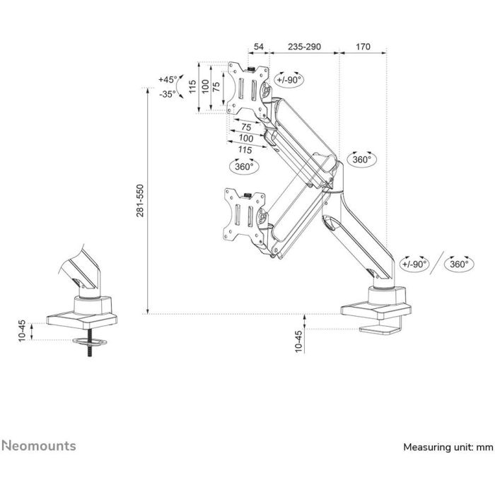Soporte de Mesa para Pantalla Neomounts DS70-450WH1 11