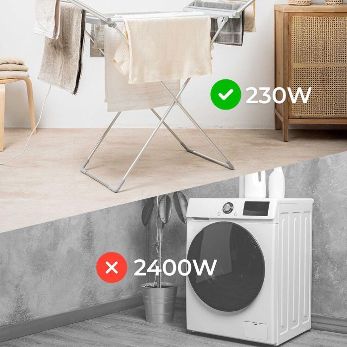 Tendedero Eléctrico Plegable con Alas, Pantalla Táctil, Temporizador y Control de Temperatura Warmmat InnovaGoods 230 W 20 Barra 6 Tendedero Eléctrico Plegable con Alas, Pantalla Táctil, Temporizador y Control de Temperatura Warmmat InnovaGoods 230 W 20 Barra 6