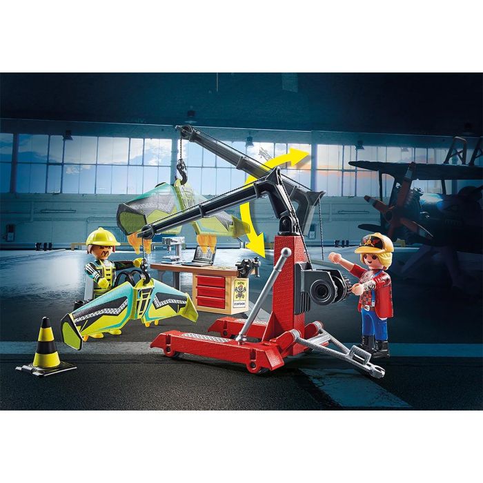 Playmobil Estación De Servicio Air Stuntshow 70834 con Grúa y Accesorios para Reparación de Aviones 3