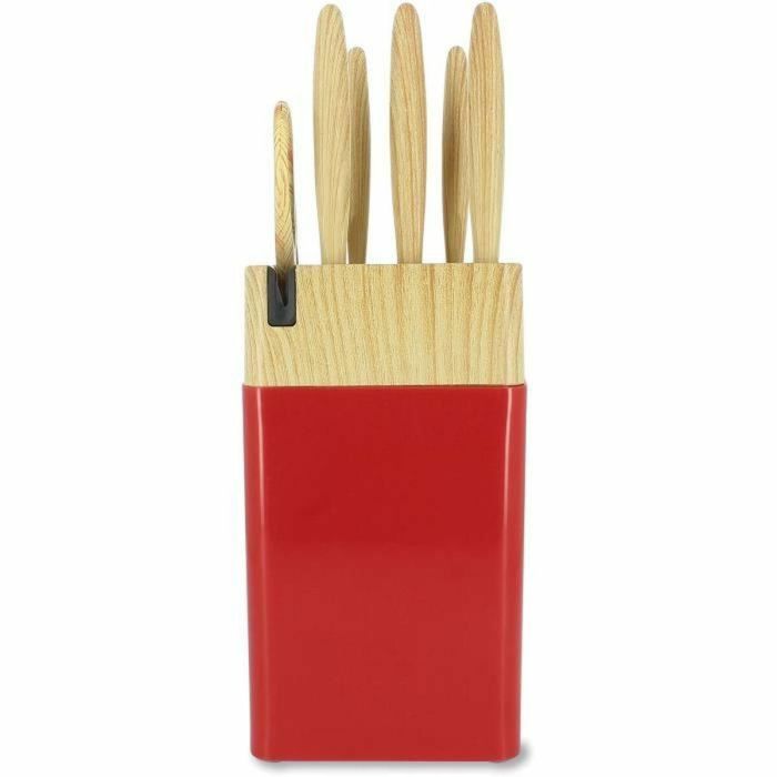 Menastyl 5041061 - Bloque de Cuchillos de 6 Piezas para Cocina - Hoja de Cerámica y Polipropileno - Magenta 2