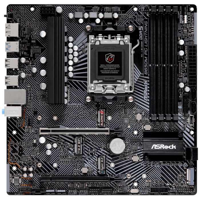 ASRock 90-MXBMV0-A0UAYZ Placa Base B650M PG Lightning, Socket AM5, AMD B650 Chipset, Micro ATX, DDR5 1