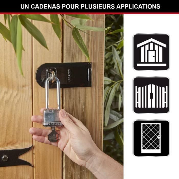 MASTER LOCK Candado de alta seguridad [Operado con llave] [Acero laminado] [Exterior] [Grillete en L] [Paquete de 3] M1EURTRILH 1