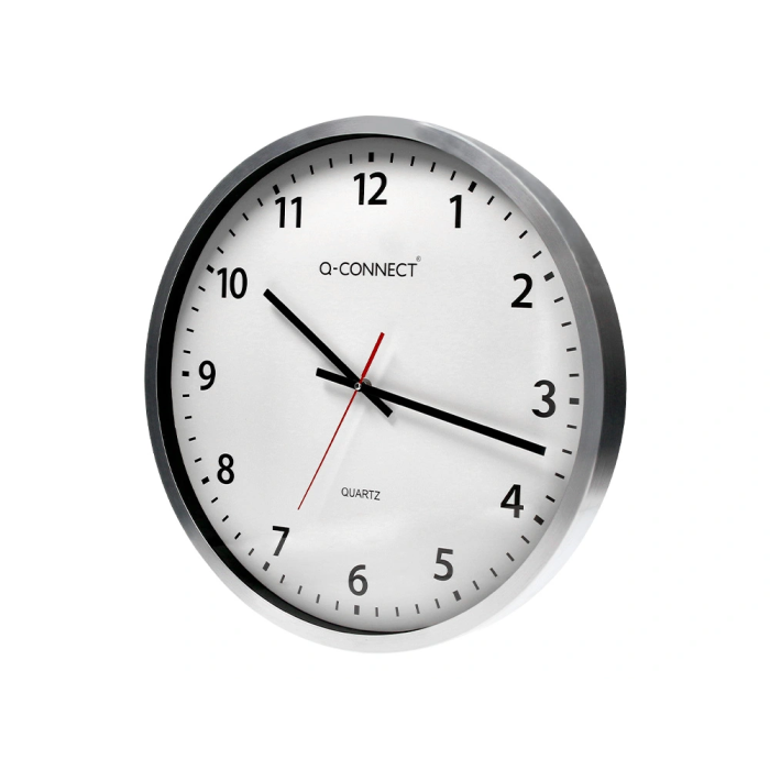 Q-connect Reloj de Pared Redondo Oficina Plástico 50 cm Marco Cromado 3