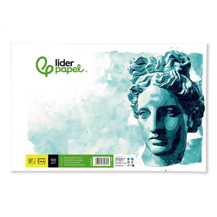 Liderpapel Bloc Dibujo Artístico A3 297x420 mm 120g/m2 Encolado 30 Hojas Sin Recuadro 1