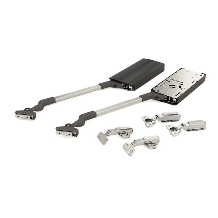 DTC Top-Stay Mecanismo Elevación Doble Puerta Compacto, Ajustable, Cierre Regulable, Peso 11-19 Kg, Bisagras Incluidas para Cocina