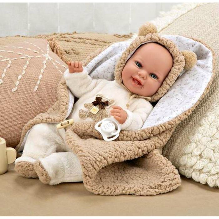 Muñeca elegance babyto marron con manta (muñeco de peso) 35 cm cuerpo blando 4