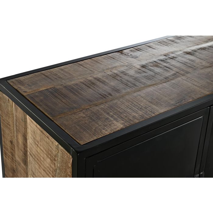 DKD Home Decor Buffet Loft de Madera de Mango y Metal Marrón y Negro con 3 Cajones, 3 Puertas y 2 Estanterías 160x40x90 cm 1