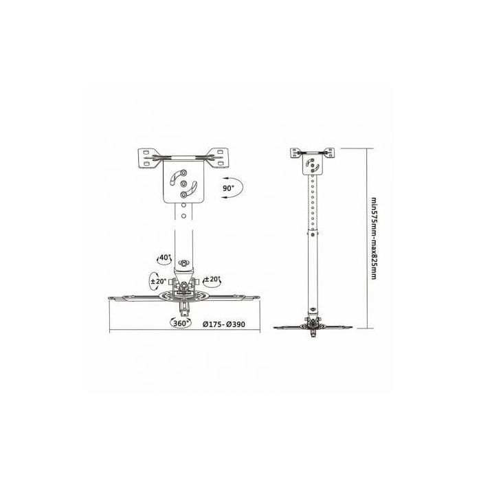 AISENS - SOPORTE UNIVERSAL PRO GIRATORIO, INCLINABLE Y EXTENSIBLE DE TECHO PARA PROYECTOR 20KG, NEGR 4 AISENS - SOPORTE UNIVERSAL PRO GIRATORIO, INCLINABLE Y EXTENSIBLE DE TECHO PARA PROYECTOR 20KG, NEGR 4
