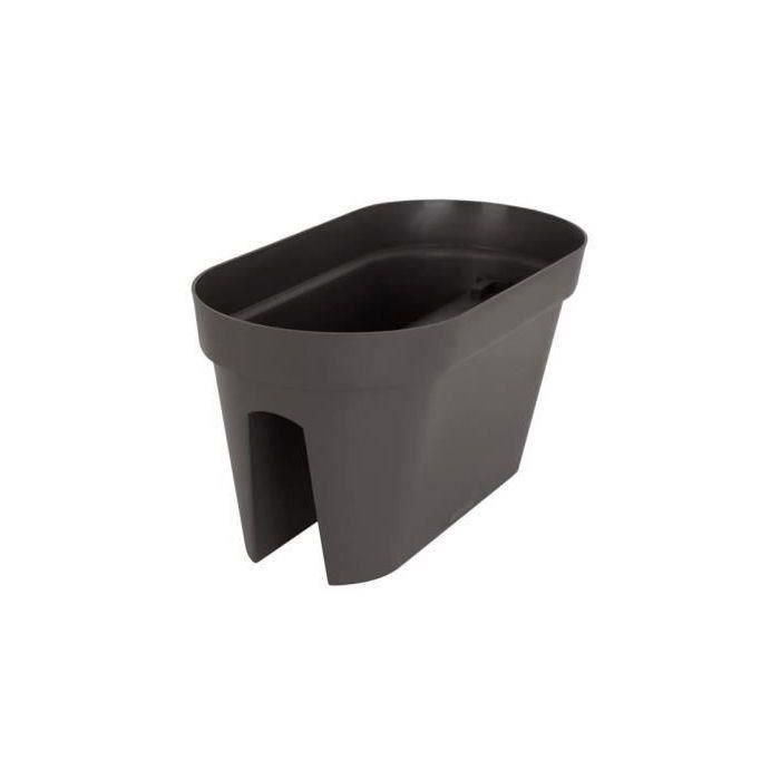 ARTEVASI Jardiniere para balcón Capri - 30 x 60 x H 30 cm - 26,8 L - Gris antracita 1