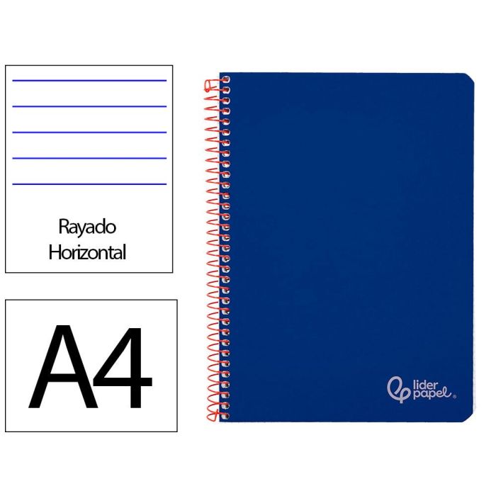 Liderpapel Witty Cuaderno Espiral DIN A4 Tapa Dura 80 Hojas 90g Rayado Horizontal con Margen Izquierdo Azul Oscuro Mate Antiroce Liderpapel Witty Cuaderno Espiral DIN A4 Tapa Dura 80 Hojas 90g Rayado Horizontal con Margen Izquierdo Azul Oscuro Mate Antiroce