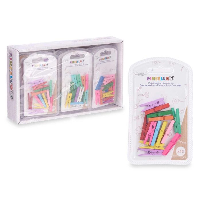 Set 13 Pinzas Madera Multicolor Peq Pincello 7X12CM (24 Unidades) 2 Set 13 Pinzas Madera Multicolor Peq Pincello 7X12CM (24 Unidades) 2