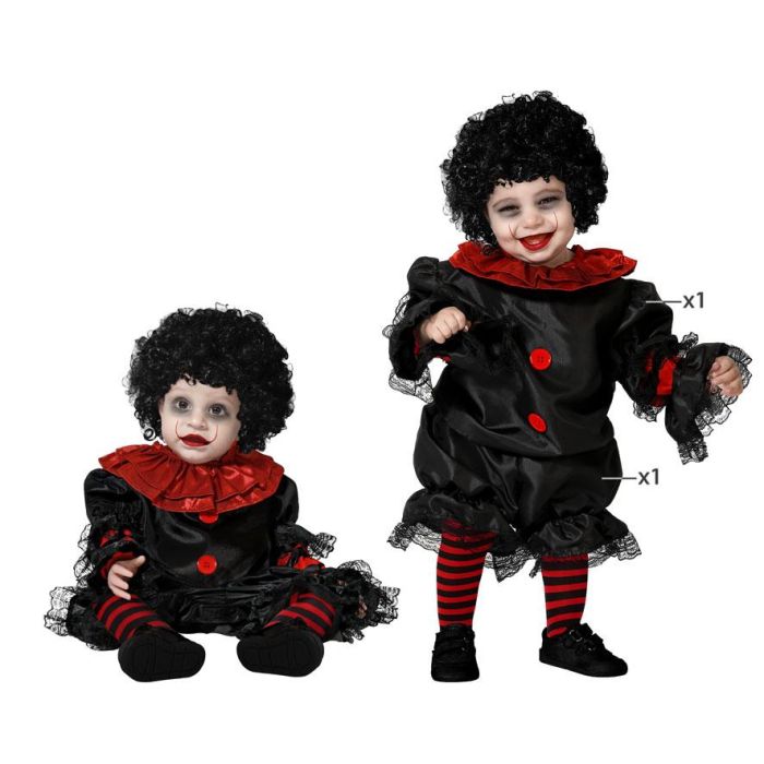 Disfraz de Payaso Negro para Niño Bebé Unisex 6-12 Meses - Disfraz de Halloween con Mono Completo de Poliéster, Novedad 2023 Disfraz de Payaso Negro para Niño Bebé Unisex 6-12 Meses - Disfraz de Halloween con Mono Completo de Poliéster, Novedad 2023