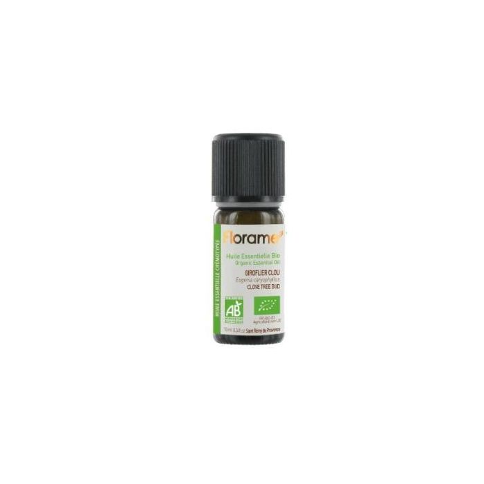 FLORAME Aceite Esencial de Clavo Bio 10ml, calmante, aroma especiado, Certificado AB Ecocert para uso alimentario