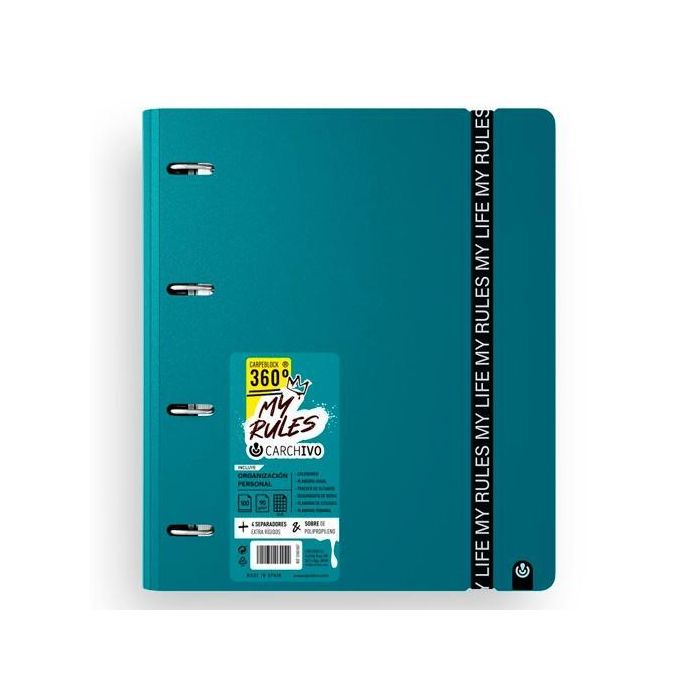 Carchivo Carpeblock 360 My Rules Con Recambio 100H A4 5x5 90 gr 4 Separadores Pp Foam Deep Green
