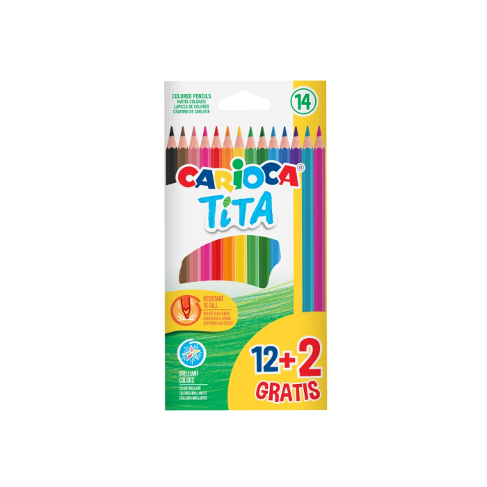 Carioca Lápices de Colores Tita Hexagonal 14 Unidades Colores Surtidos (12 + 2 Gratis) 1