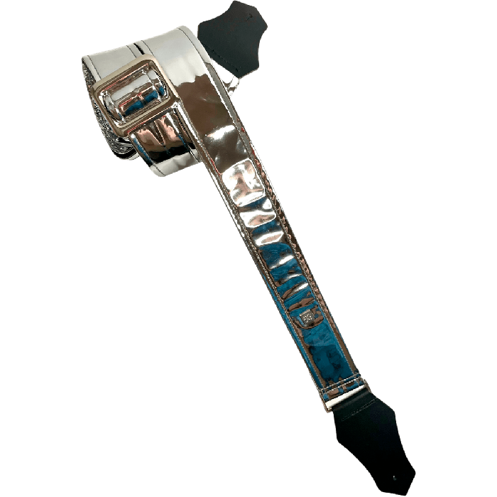 GETM Correa Guitarra Bajo Mirror Reflective Silver Ajustable Nylon Piel Vinilo Plateado