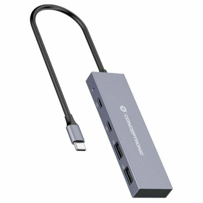 Hub USB Conceptronic HUBBIES13G Gris (1 unidad)