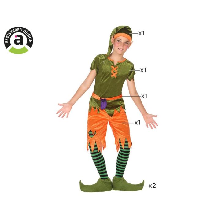 Disfraz Duende Infantil Niño Naranja Verde 10-12 Años Fantasía Polyester Multicolor 0 Disfraz Duende Infantil Niño Naranja Verde 10-12 Años Fantasía Polyester Multicolor 0