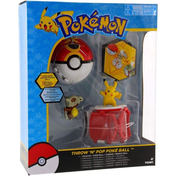 TOMY Pokémon Blíster Pokeball con Figura Pikachu y Cubone - Lanza tu Pokémon a la Batalla