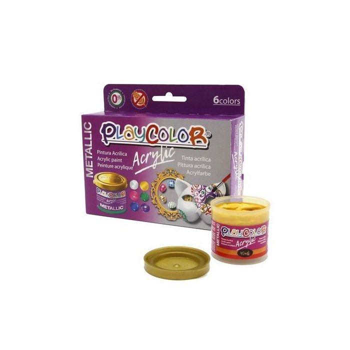 Pintura Acrilica Playcolor Metalic Surtido Caja De 6 Colores 40 Ml