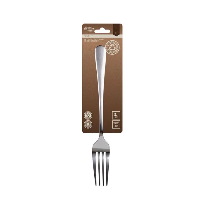 Set 3 unid. tenedor de acero inoxidable reciclado brillo natur sg7766 san ignacio 1