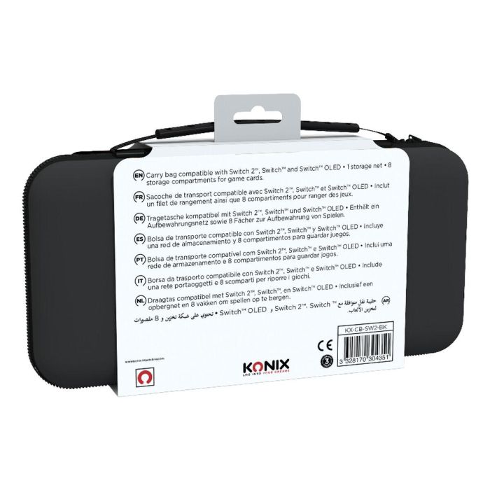 Konix 3328170304351 Estuche protector y de transporte para Consola Nintendo Switch 2, con red para accesorios y 8 compartimentos para juegos, Negro 1 Konix 3328170304351 Estuche protector y de transporte para Consola Nintendo Switch 2, con red para accesorios y 8 compartimentos para juegos, Negro 1