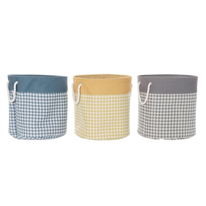 Cesta Ropa Basicos DKD Home Decor Gris Amarillo 45 x 45 x 45 cm (3 Unidades)