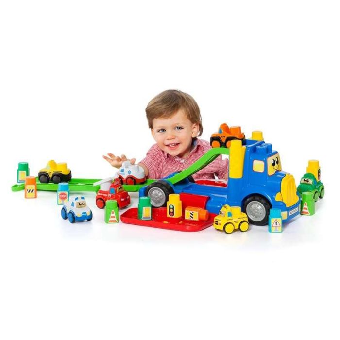 Molto Camión Portacoches 82 cm con 1 Coche y 10 Blocks, Luces y Sonidos, Pilas Incluidas, Plástico para Niños 1+ Años 7 Molto Camión Portacoches 82 cm con 1 Coche y 10 Blocks, Luces y Sonidos, Pilas Incluidas, Plástico para Niños 1+ Años 7