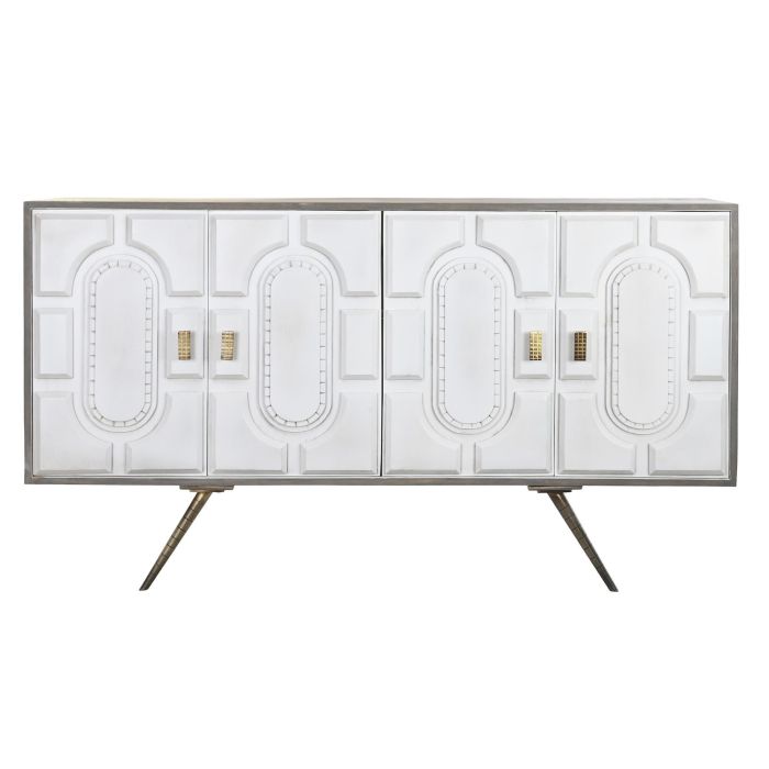 DKD Home Decor Buffet Blanco Dorado Madera Mango y Metal, 152x43x84 cm, 4 Puertas, 2 Estanterías, Hecho a Mano y Desmontable 8