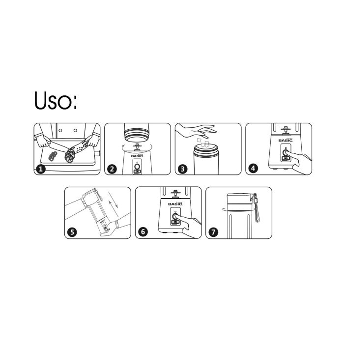 Basic Home Exprimidor Portátil Recargable 420M Basic - Dimensiones: 8.5 cm de ancho x 24.5 cm de alto x 8.5 cm de largo, Peso: 19.42 kg (9 Unidades)
