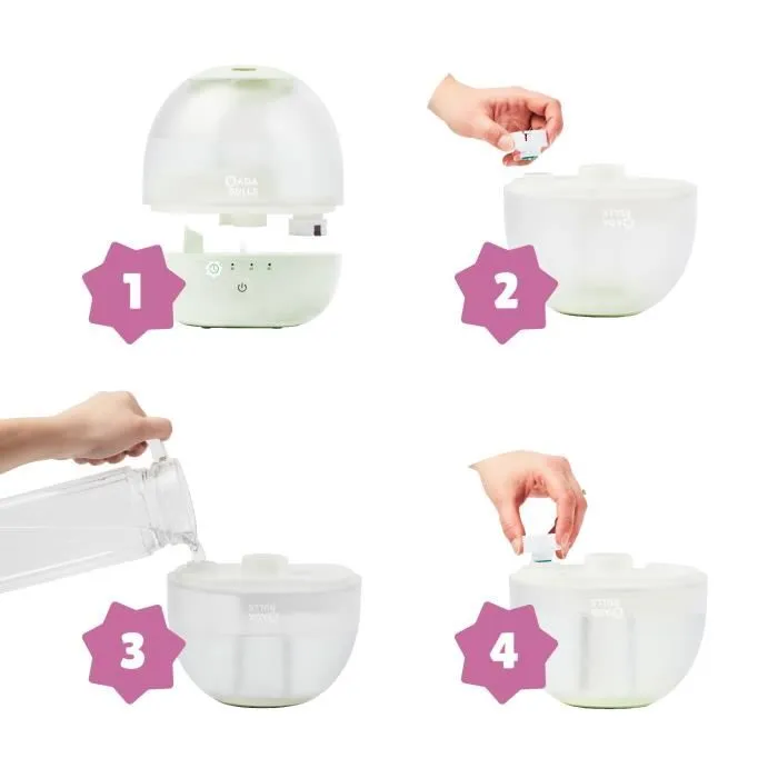 Badabulle Humidificador de Aire de Burbujas BAD1721921346924 con Luz Nocturna, Boquilla 360°, Hasta 16h (2L) 5