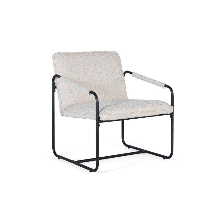 GINER Y COLOMER Sillón Tapizado en Tela Beige con Acolchado, Lote de 2, Hierro Negro Mate 0 GINER Y COLOMER Sillón Tapizado en Tela Beige con Acolchado, Lote de 2, Hierro Negro Mate 0