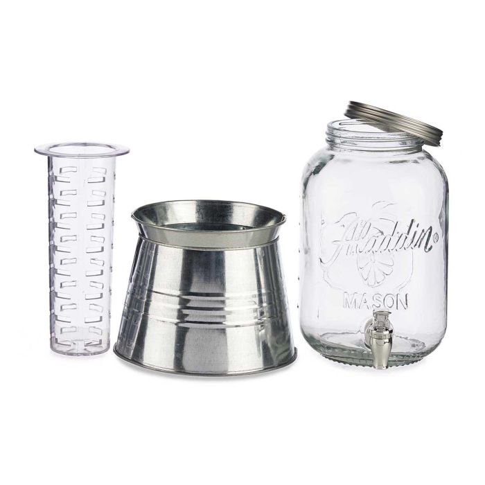 Vivalto Jarra con Soporte y Enfriador 3800ml Plata Cristal, Metal y Plástico 19x37x19cm (Set de 6) 3