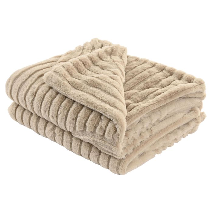 DKD Home Decor Manta Poliéster Beige 630 gsm | Estilo Urban para Sofá | 170 x 130 cm | Pack de 2 Unidades