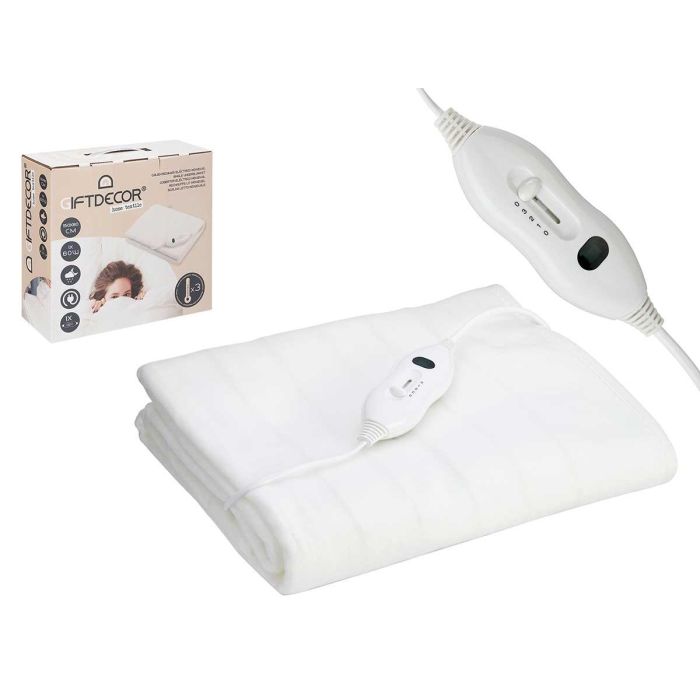 Giftdecor Calientacamas Individual 29x12x25 cm, Poliéster, Blanco, 3 Posiciones (20W/30W/60W) (4 Unidades)