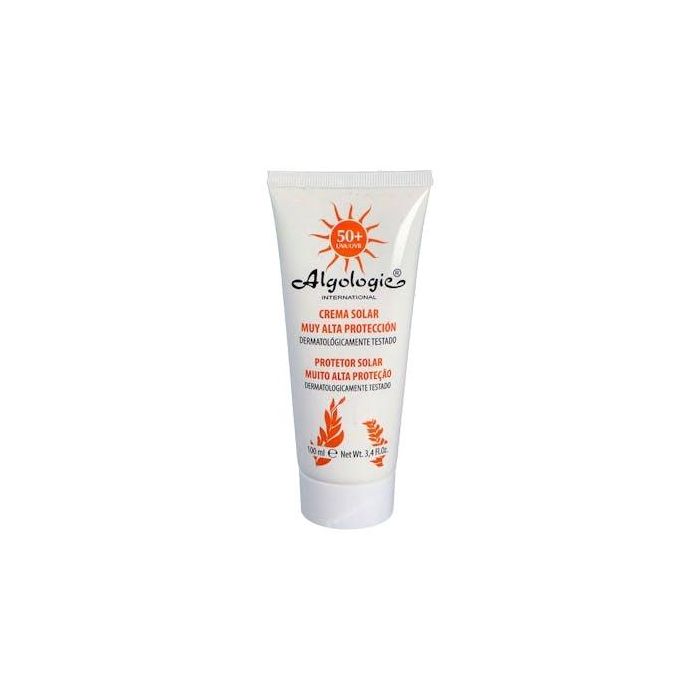ALGOLOGIE Crema Solar Facial y Corporal Muy Alta Protección SPF 50+ 100ml. Textura Ligera y Rápida Absorción