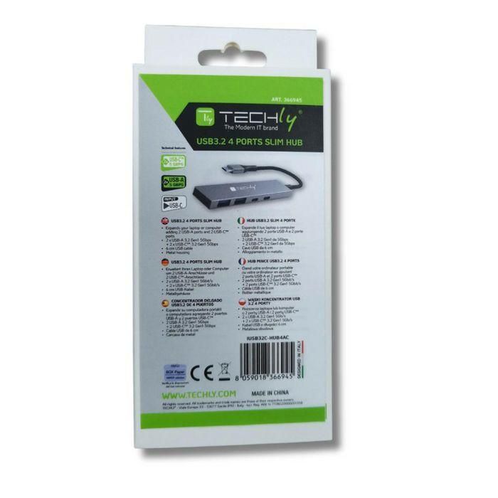 Techly USB3.2 Slim Hub 2 USB-A Ports and 2 USB-C Ports 1 Techly USB3.2 Slim Hub 2 USB-A Ports and 2 USB-C Ports 1