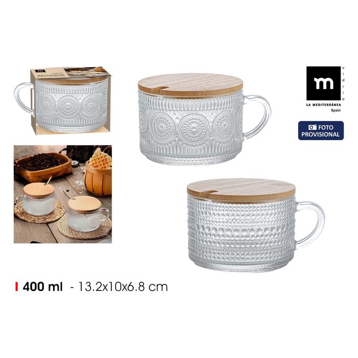 Azucarero de vidrio con tapa de bambú - La Mediterr by Inde (24 Unidades) Azucarero de vidrio con tapa de bambú - La Mediterr by Inde (24 Unidades)