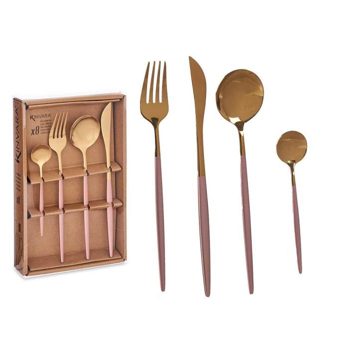 Set Cubiertos Kinvara 8Pcs Oro Rosa - Acero Inoxidable 16x5x24.5cm (12 Unidades) Set Cubiertos Kinvara 8Pcs Oro Rosa - Acero Inoxidable 16x5x24.5cm (12 Unidades)
