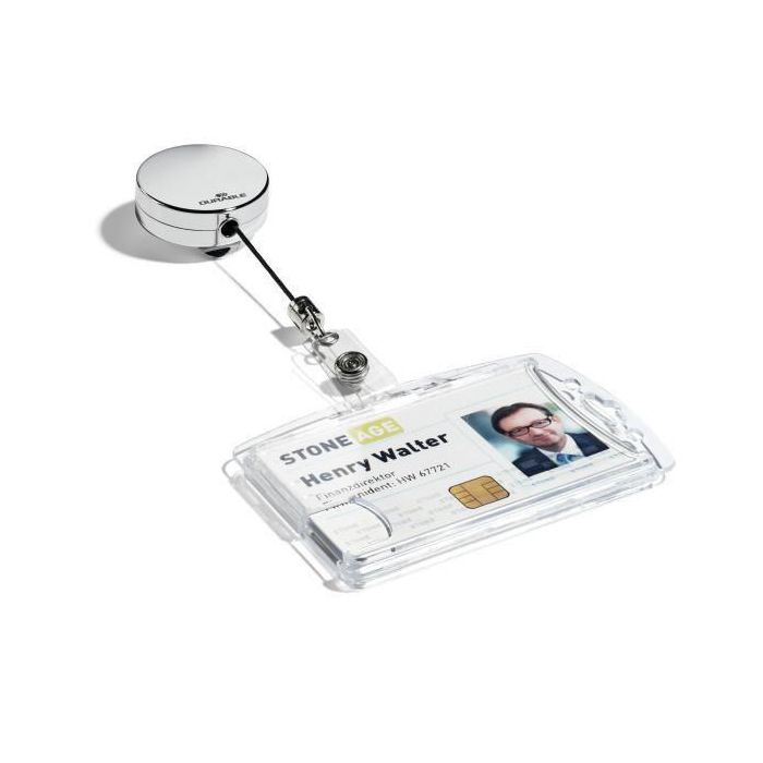 Durable CHROME Enrollacables para Tarjeta de Identificación con Correa de Botón a Presión de Alta Calidad Durable CHROME Enrollacables para Tarjeta de Identificación con Correa de Botón a Presión de Alta Calidad