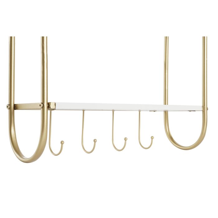 DKD Home Decor Perchero Pared Glam Dorado Blanco Metal y MDF 50 x 15 x 43 cm 1