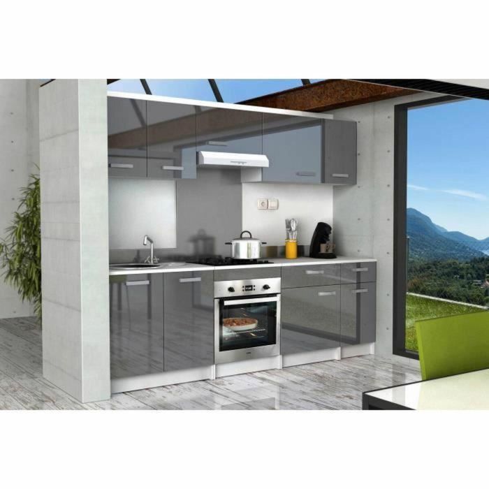 START Mueble bajo de cocina L 60 cm con encimera incluida - Gris brillante 1