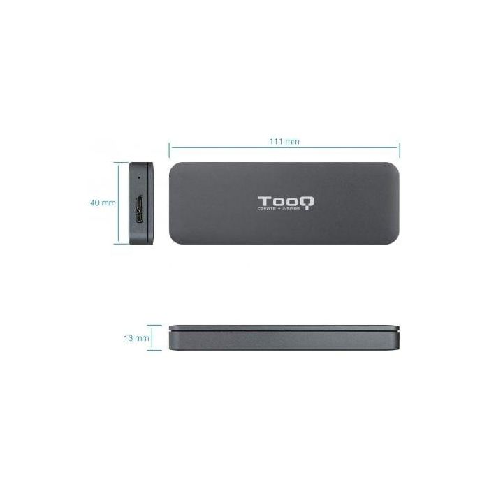 TooQ TQE-2281G Caja Externa SSD M.2 SATA USB 3.0 NGFF B-Key 2230/2242/2260/2280 hasta 1TB UASP Aluminio Gris Sin tornillos 1