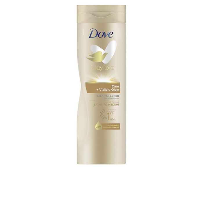 Dove Visible Glow loción corporal autobronceadora tono medio 400 ml