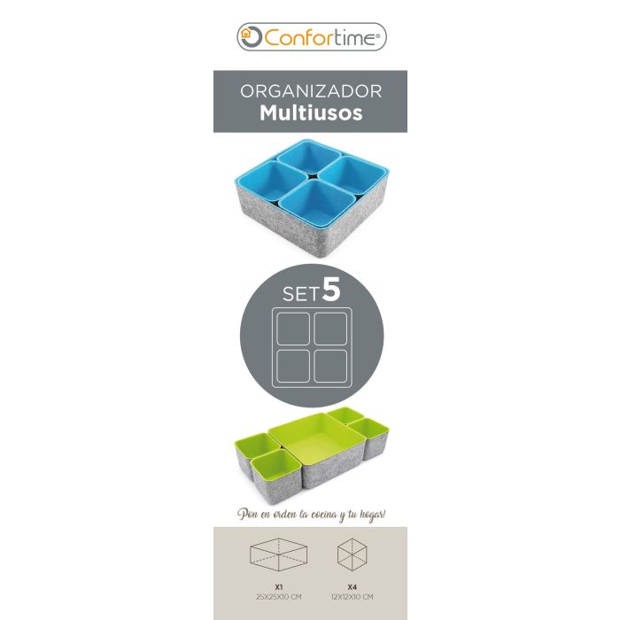 Confortime Set de 5 Organizadores de Fieltro 25.2 x 25 x 10 cm (6 Unidades) 2