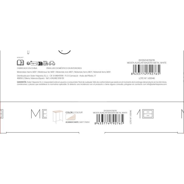 Mesita Auxiliar Madera-Metal White Moblekit (4 Unidades) 3 Mesita Auxiliar Madera-Metal White Moblekit (4 Unidades) 3