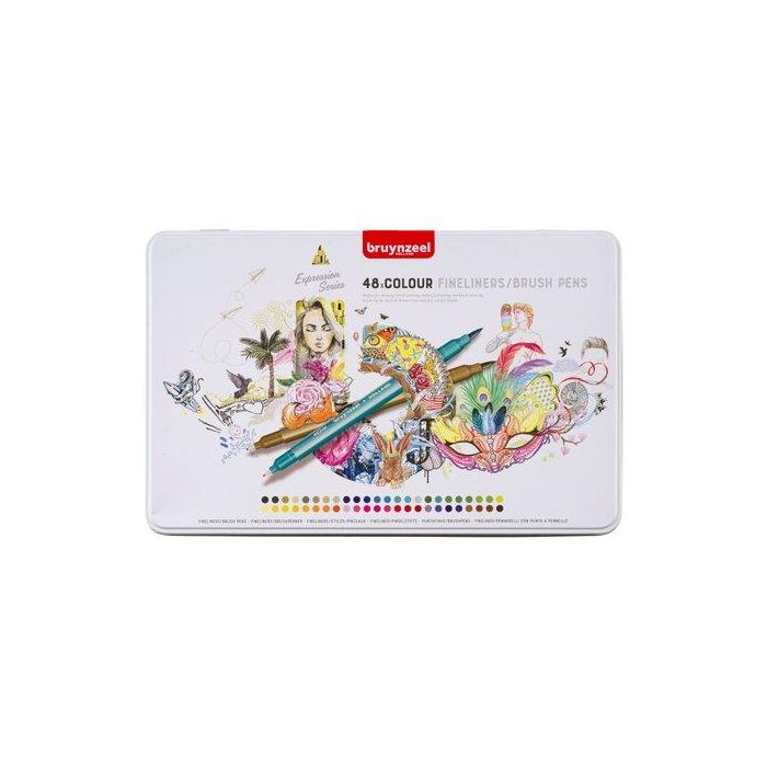 Rotulador Fibra Bruynzeel Doble Punta Caja De 48