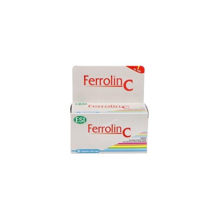 TREPATDIET-ESI Ferrolin C 30 Cápsulas: Hierro, Vitamina C, Ácido Fólico y B12 para Glóbulos Rojos y Hemoglobina
